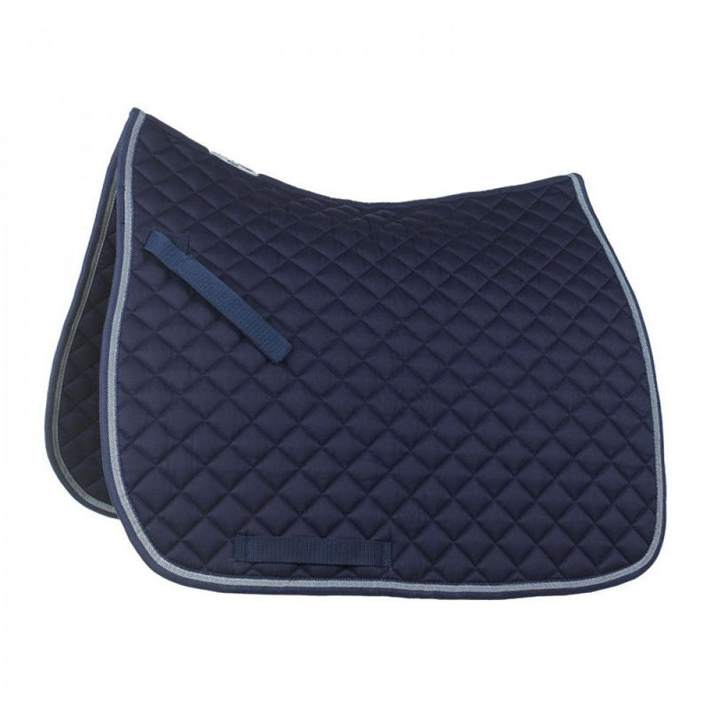 HORZE Prinze Soft Quilted Padded Lightweight Dressage Saddle Pad for Horses - Dark Dark Blue/Egret White - Horse