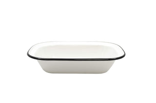 Tablecraft 80015 Enamelware Serving Pan, 11" L x 8.25" W x 2.5" H, White