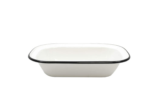 Tablecraft 80015 Enamelware Serving Pan, 11" L x 8.25" W x 2.5" H, White