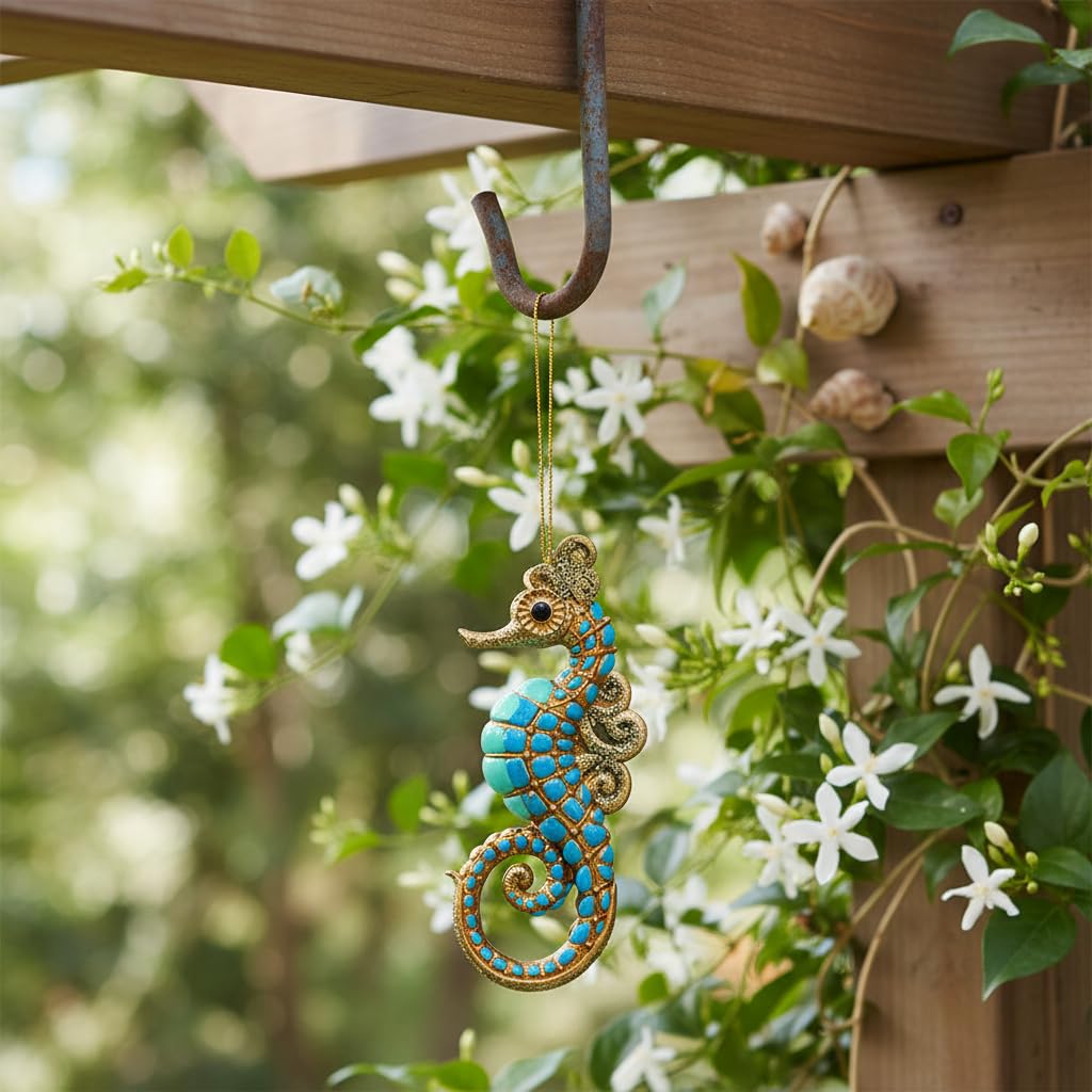 Comfy Hour Winter Holiday Home Collection Resin Ocean Wild Animal Seahorse Christmas Tree Ornaments