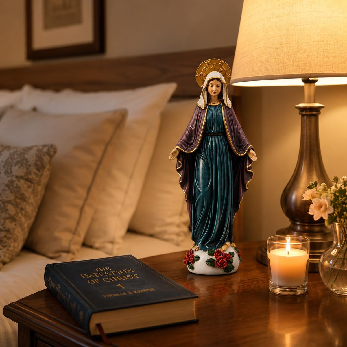 Comfy Hour 9 Inch Mary Statue, Virgin Mary Figurine with Roses