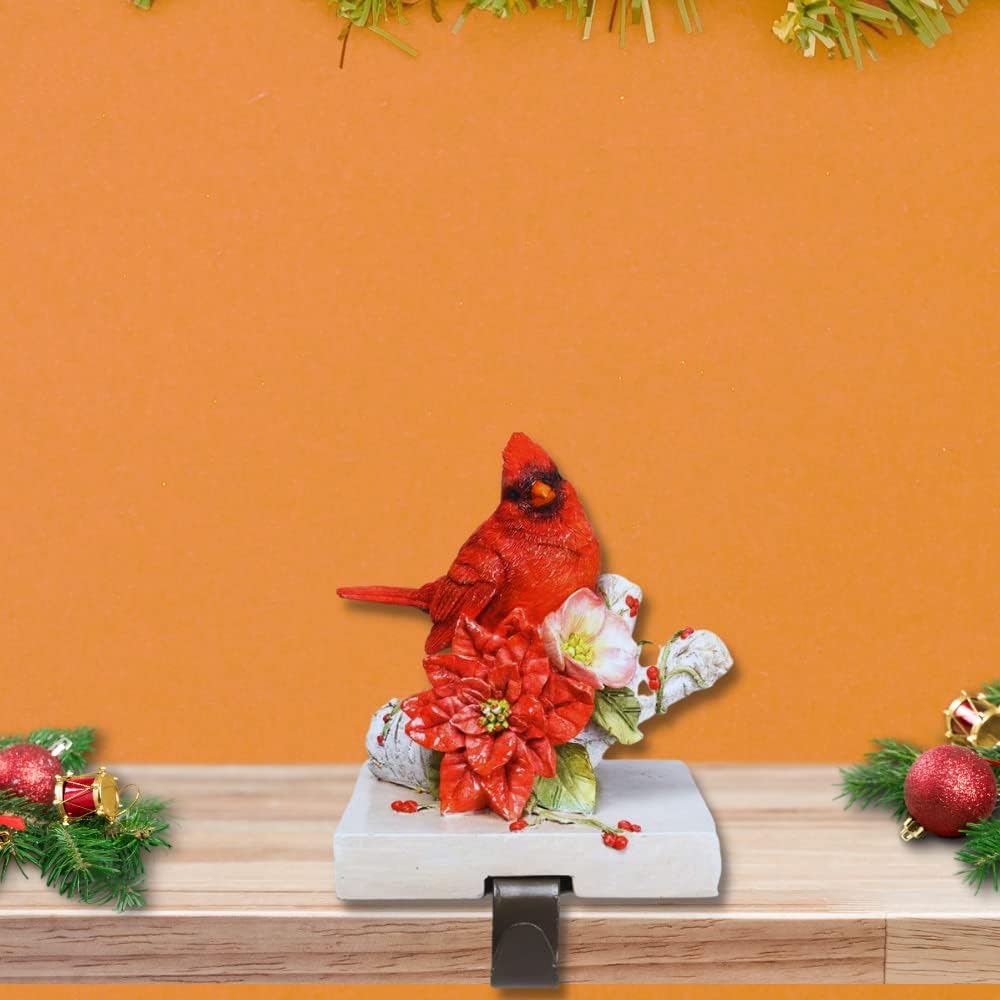 Comfy Hour Winter Holiday Home Collection Polyresin Cardinal On Gift Stocking Hanger with Metal Hook
