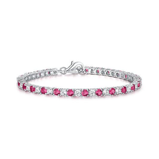 Diamond Treats Bracelet, M/L, Pink-Red/Silver