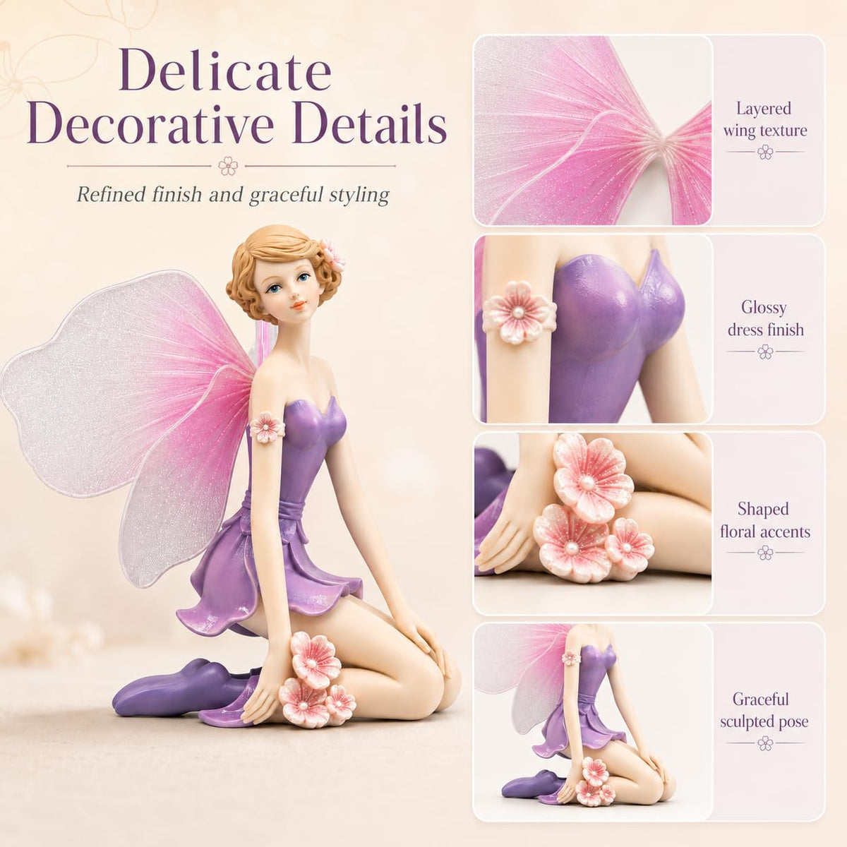 Comfy Hour Figurine, Compact, Pastel Violet Dress
