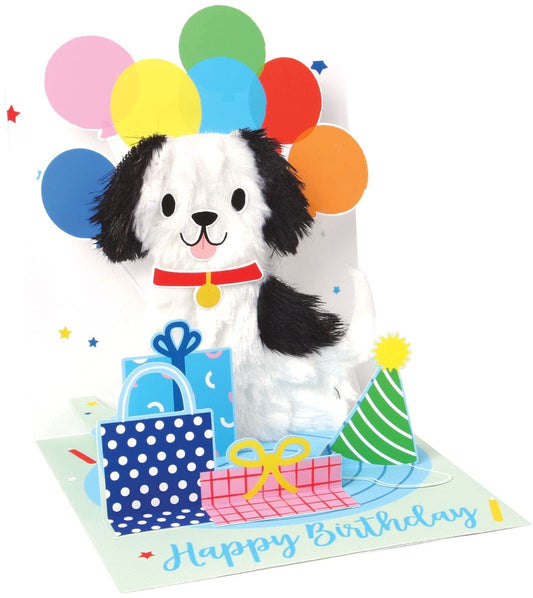 Up With Paper Pop-Up Treasures Greeting Card - Puppy Balloons