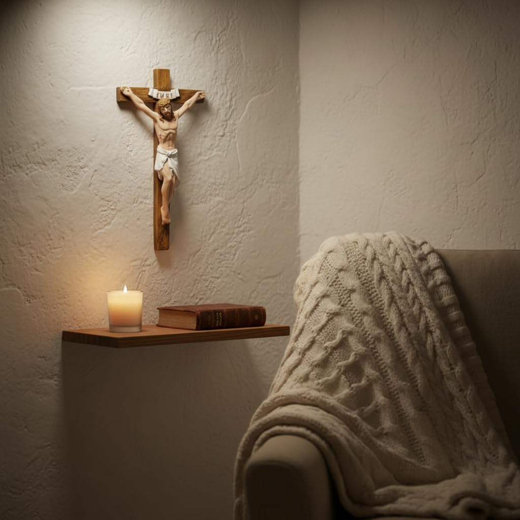 Comfy Hour 7 Inch Wall Crucifix, Jesus Cross with INRI, 1 Unit