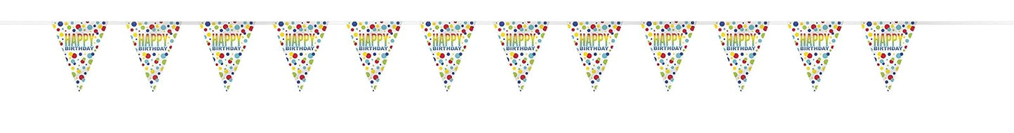 Unique Industries Rainbow Spots Birthday Plastic Flag Banner 12 ft, 1 Ct.
