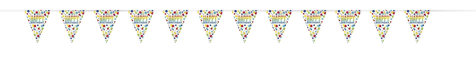 Unique Industries Rainbow Spots Birthday Plastic Flag Banner 12 ft, 1 Ct.