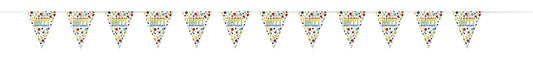 Unique Industries Rainbow Spots Birthday Plastic Flag Banner 12 ft, 1 Ct.