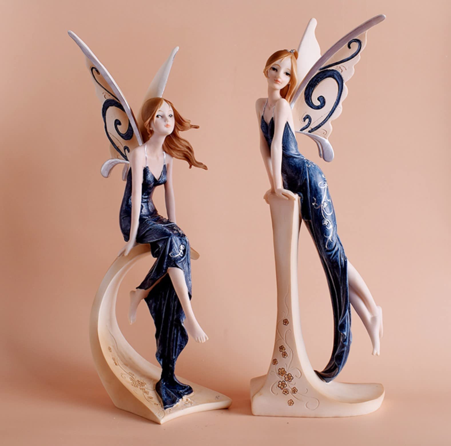 Comfy Hour The Sitting Fairy Figurine Black Dress 7" Figurine, Fairyland Collection, Stone Resin