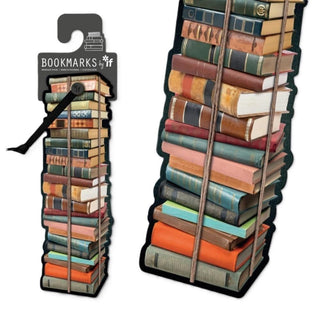 IF Bookmark, Rich Mahogany, Pile of Books