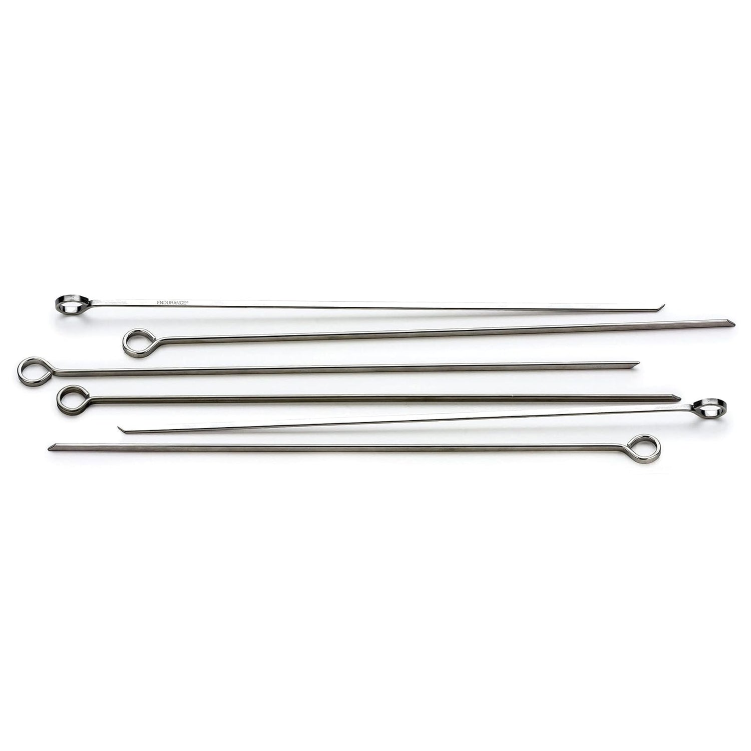 RSVP International Endurance (BQ-SKW) BBQ Skewers, Stainless Steel, Set of 6, 12"| Grill Meats, Seafood, & Vegetables Kabobs | Dishwasher Safe