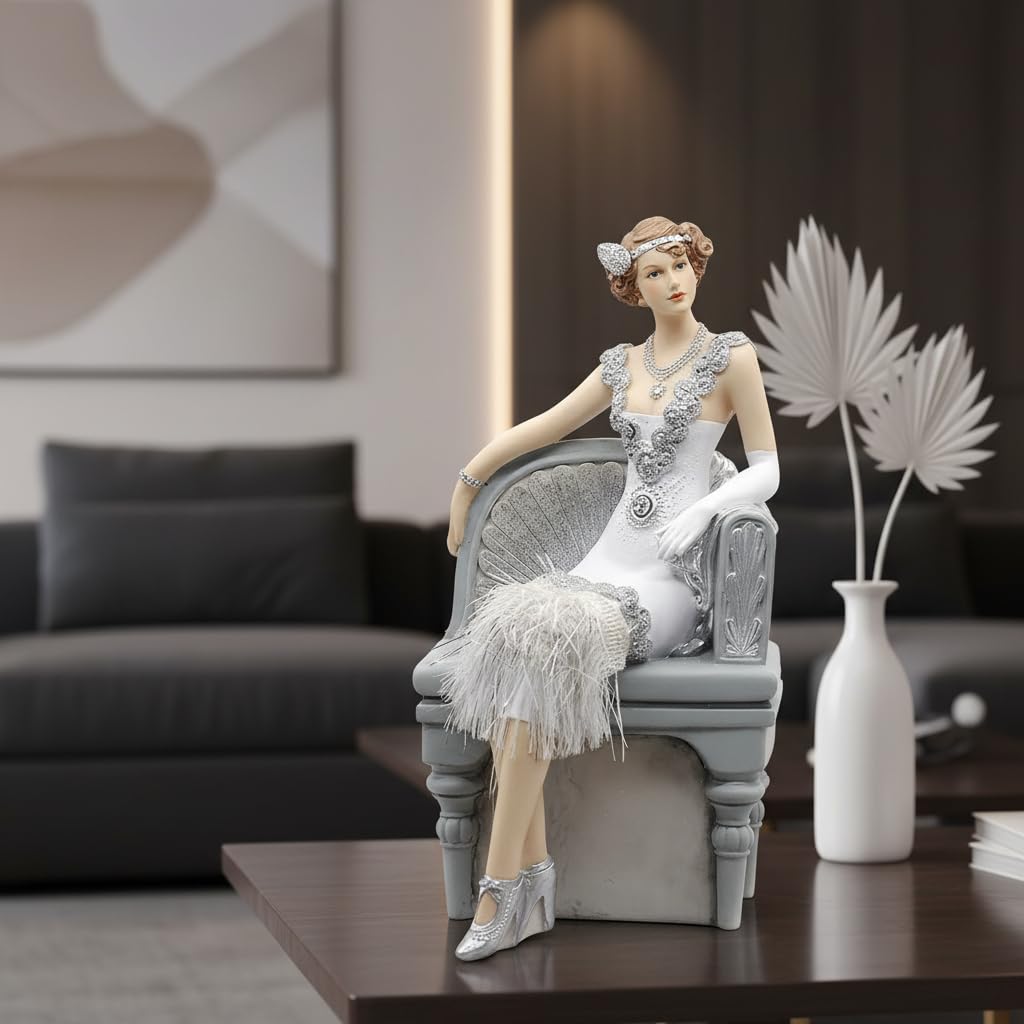 Comfy Hour 9.5 Inch Lady Figurine, 1920s Art Deco Woman Statue