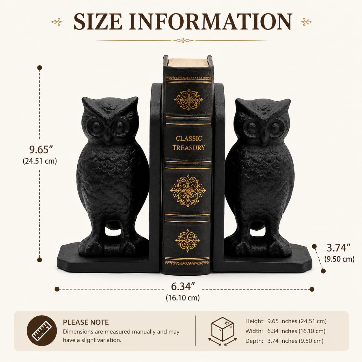 Comfy Hour Antique and Vintage Animal Collection Cast Iron Set of 2 Owls Bookends Art Bookend, 1 Pair, Black, Heavy Weight