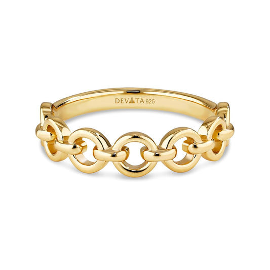 DEVATA Ring, 7, Gold Plated/Cable Link DRR8151