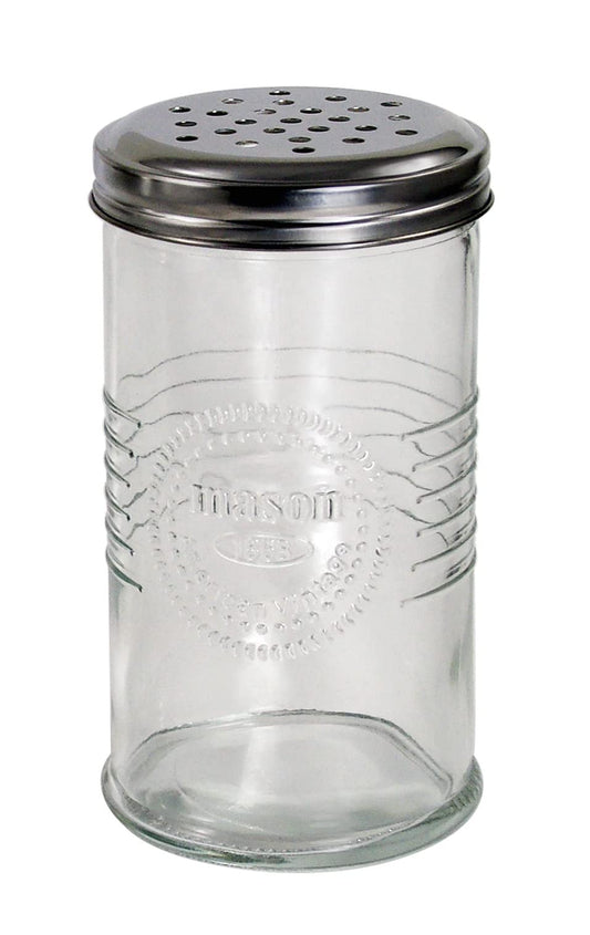 Grant Howard Mason Classics Cheese Shaker, 14 Ounces, Parmesan and Mozzarella Glass Jar Dispenser