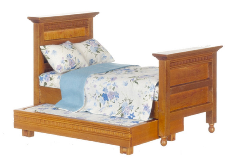 Dollhouse Miniature 1:12 Scale Walnut Trundle BED 