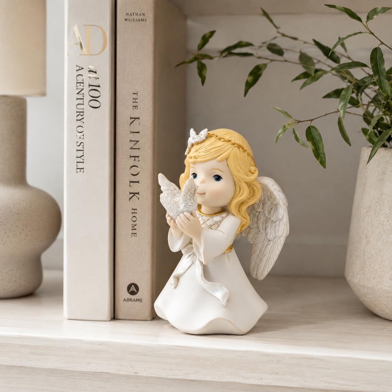 Comfy Hour Praying Girl Communion Collection Kneeling Girl Angel and Peace Dove Figurine Keepsake My First Communion, Polyresin