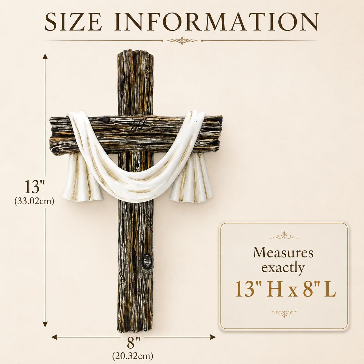Comfy Hour 13 Inch Cross for Wall, Rustic Wall Cross Decor