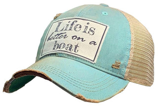 VINTAGE LIFE Hat, Teal Blue Distressed, Snapback