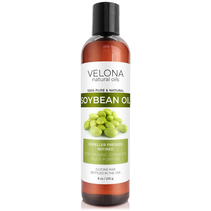 velona Soybean Oil - 8 oz | 100% Pure and Natural Carrier Oil | Refined | Cooking, Baking, Skin, Hair, Body & Face Moisturizing | Use Today - Enjoy Results