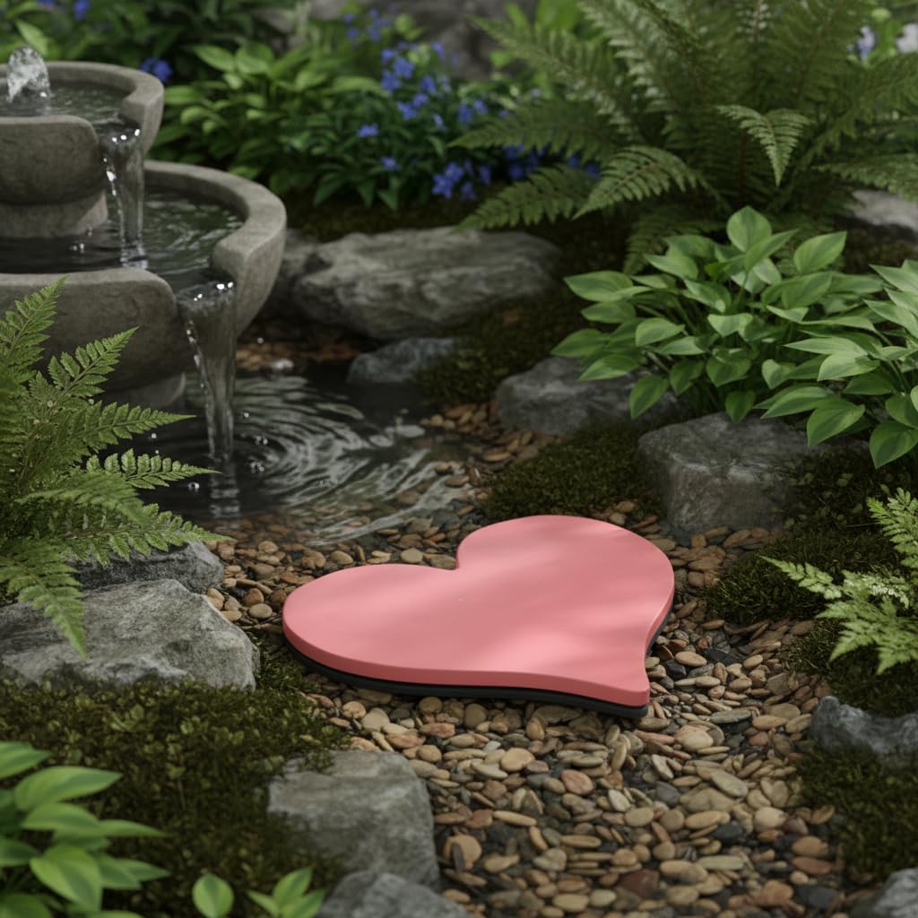Comfy Hour Rustic Style Outdoor Collection Cast Iron Garden Stepping Stone - Heart, Pink