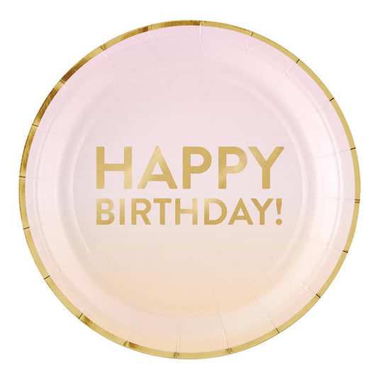 Slant Collections 8-Count Disposable Party Size Paper Plates, 7-Inch, Happy Birthday
