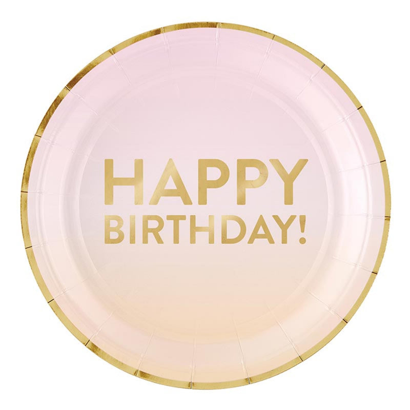 Slant Collections 8-Count Disposable Party Size Paper Plates, 7-Inch, Happy Birthday