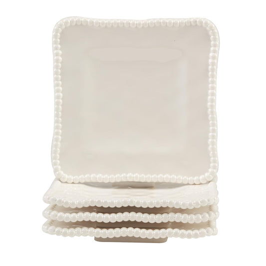 Certified International Perlette Canape Plate Set, 6-inch Diameter, Set of 4, Cream, For Everyday Use, Kitchen Accessories, Party Celebration