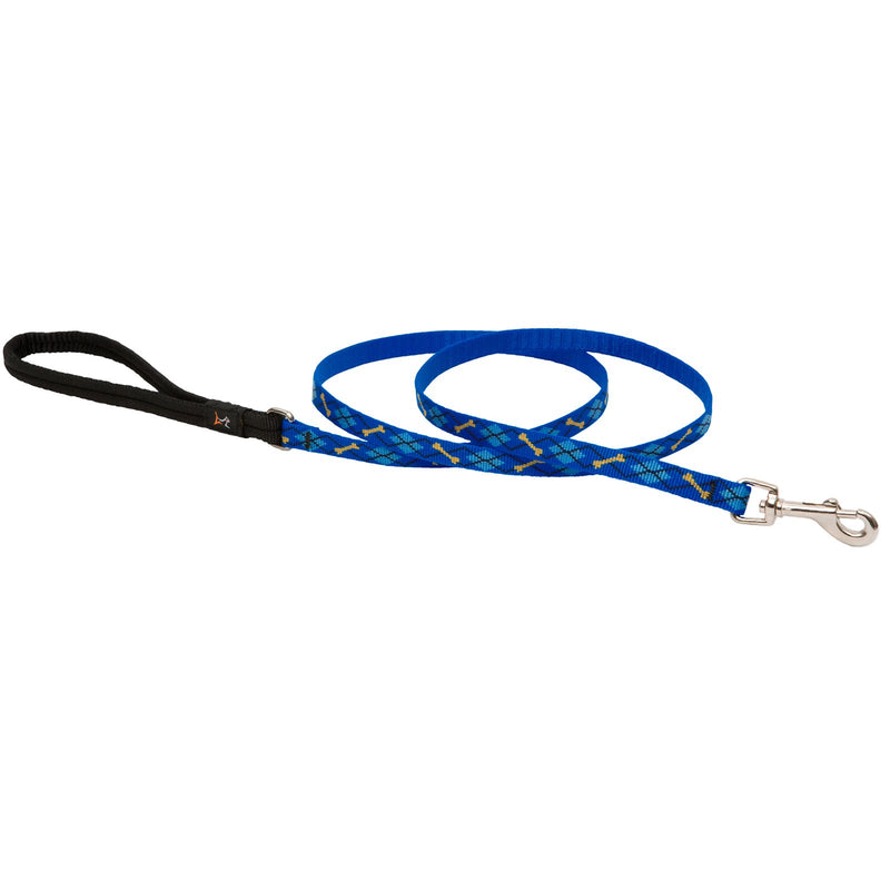 LupinePet Originals 1/2" Dapper Dog 4-foot Padded Handle Leash for Small Pets