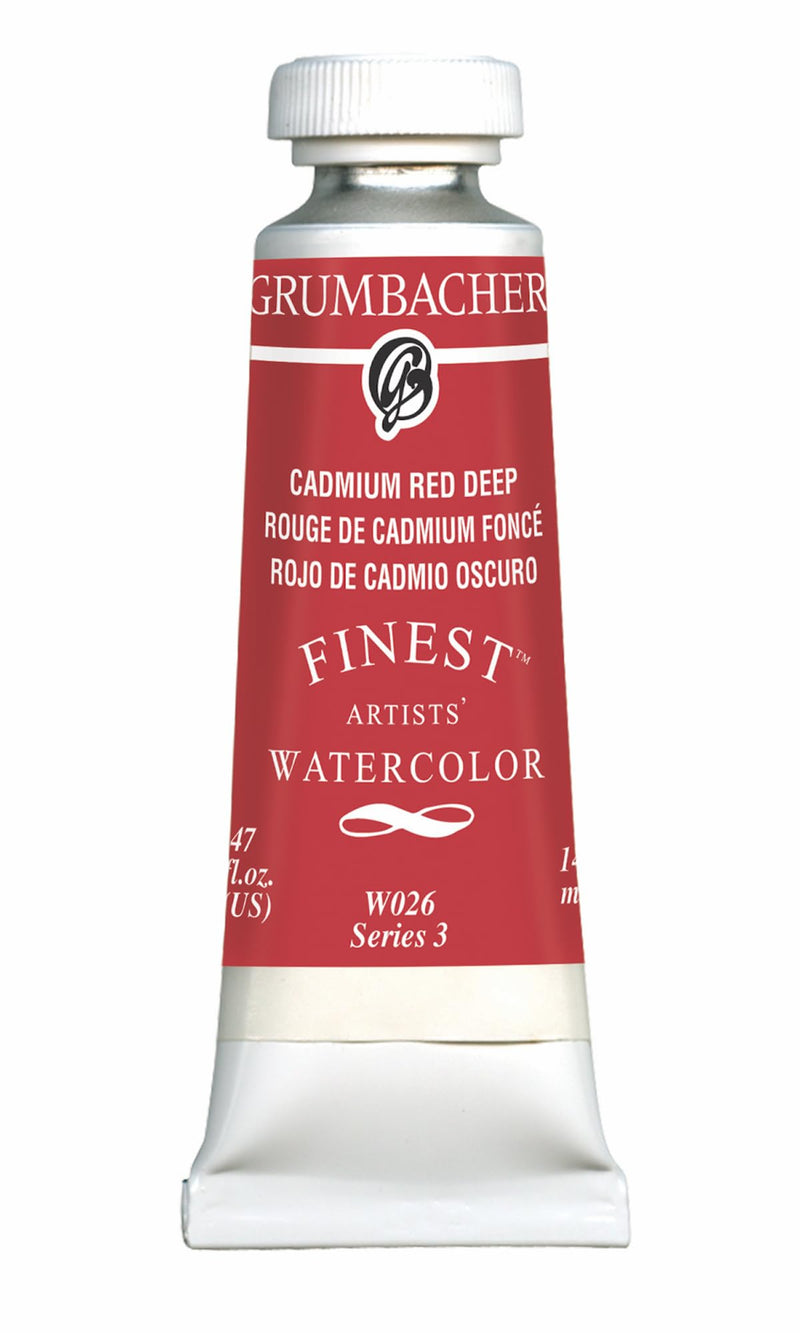 Grumbacher Finest Watercolor Paint, 14 ml/0.47 oz, Cadmium Red Deep