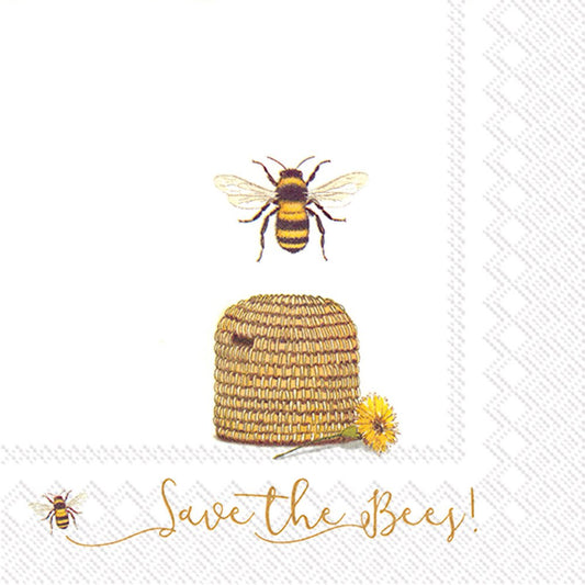Boston International Celebrate the Home Spring 3-Ply Paper Luncheon Napkins, Save The Bees, 20-Count