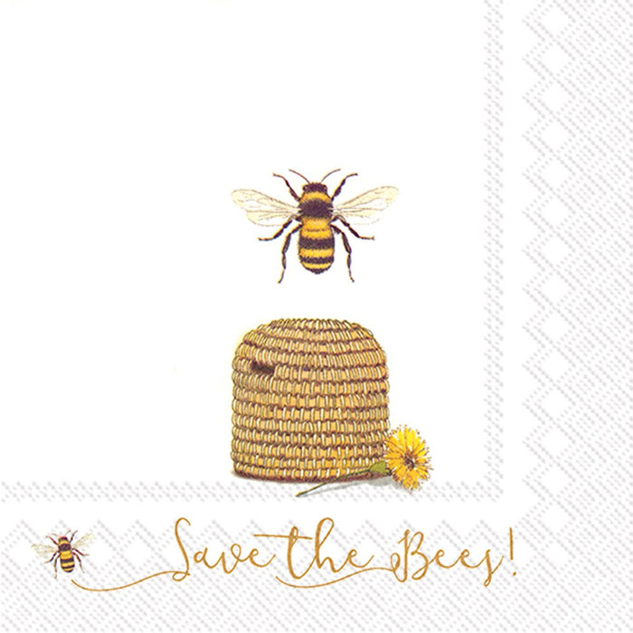 Boston International Celebrate the Home Spring 3-Ply Paper Luncheon Napkins, Save The Bees, 20-Count