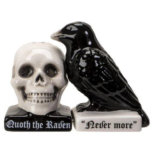 Pacific Trading Giftware Quoth The Raven Halloween Ceramic Salt and Pepper Shakers Set