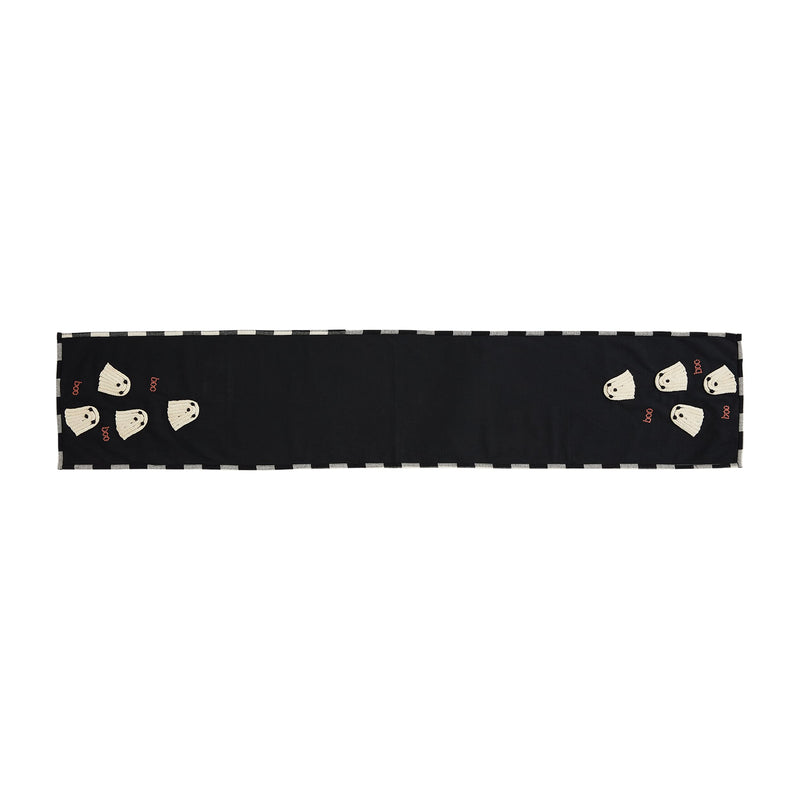 Mud Pie Glow Ghost Table Runner, Black