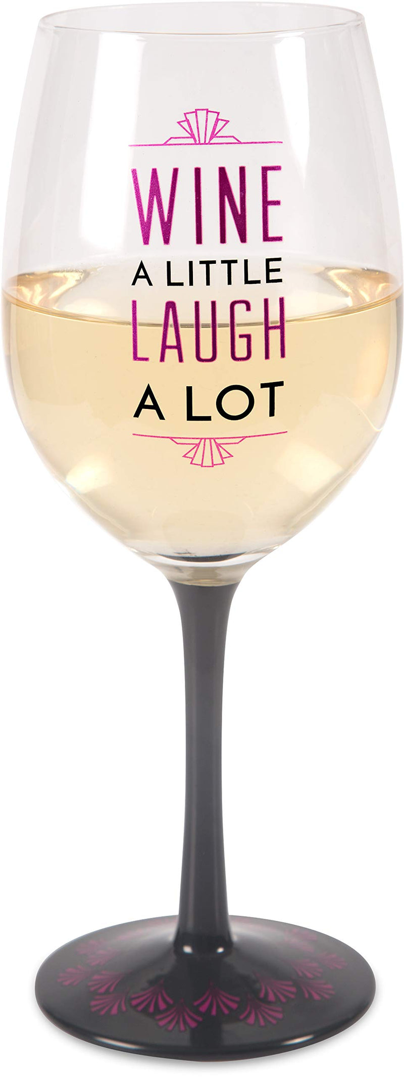 Pavilion Gift Company 68529 Pretty Inappropriate"Wine A Little Laugh A Lot" Wine Glass Candle Holder, Pink
