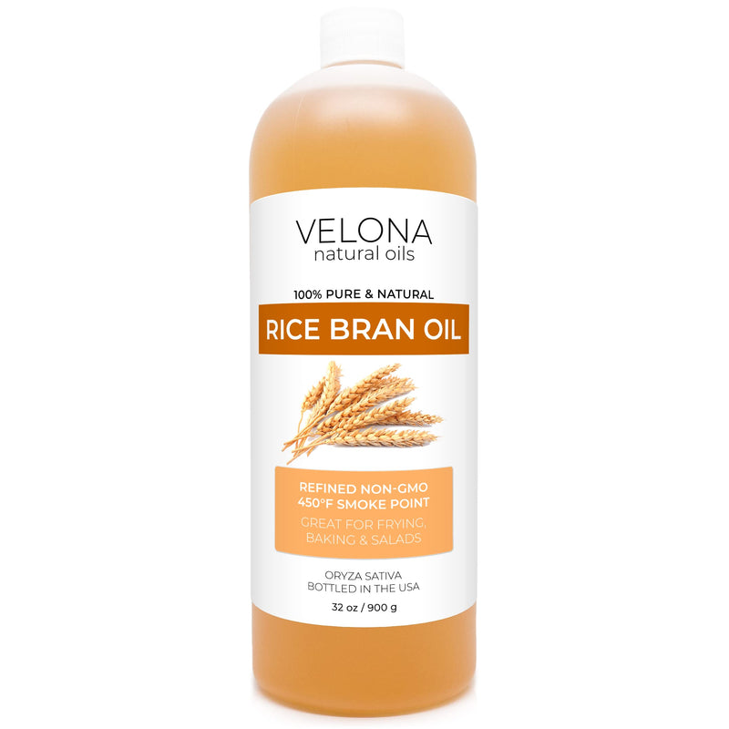 velona Rice Bran Oil 32 oz | 100% Pure and Natural Carrier Oil | Refined, Cold Pressed | Cooking, Face, Hair, Body & Skin Care | Use Today - Enjoy Results