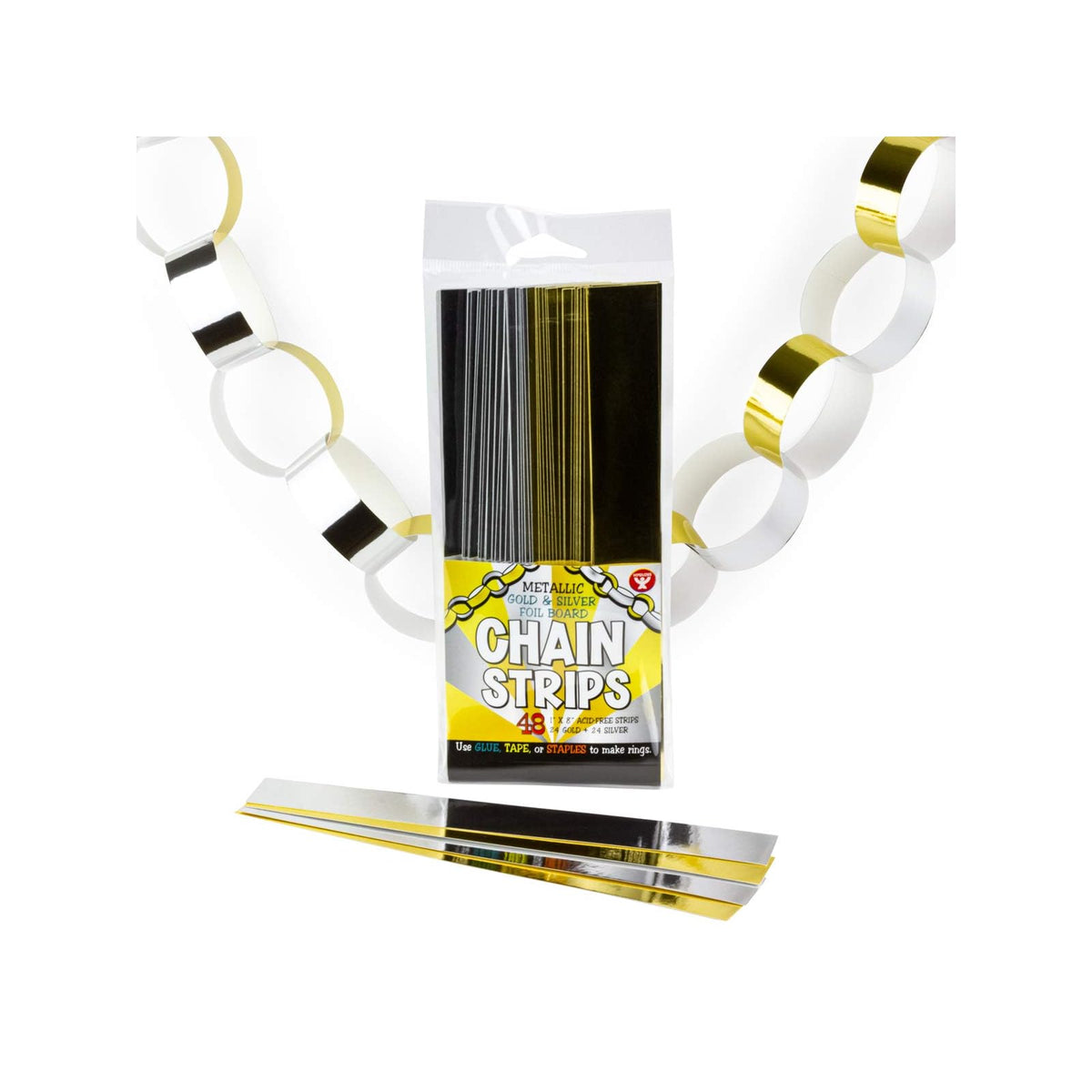 Hygloss Garland, 1 x 8-Inch, Gold and Silver