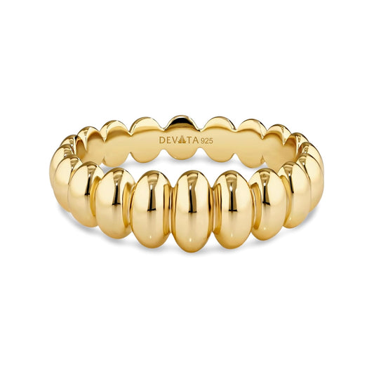 DEVATA Ring, 7, Gold Plated/Puffy Ribbed DRR6131