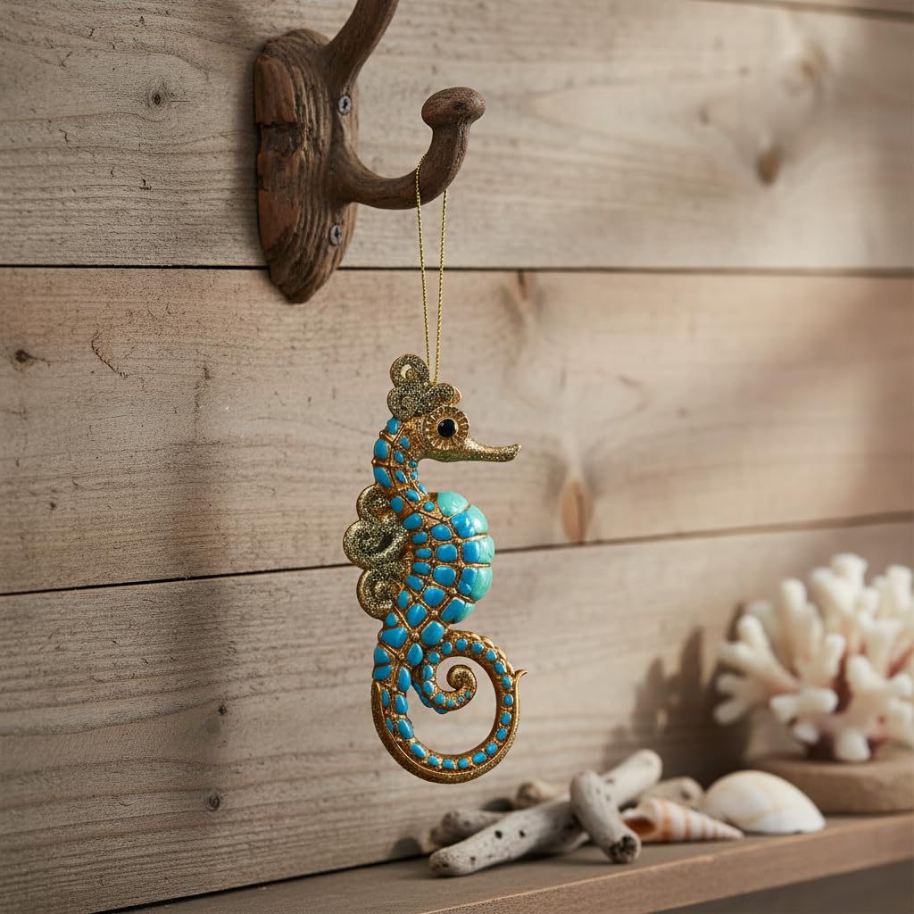 Comfy Hour Winter Holiday Home Collection Resin Ocean Wild Animal Seahorse Christmas Tree Ornaments