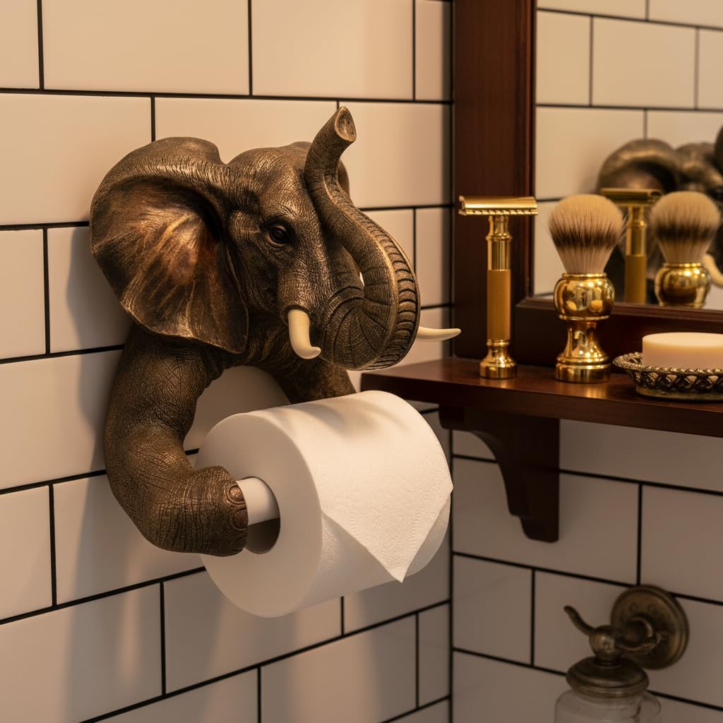Comfy Hour Wildlife Collection 9" Elephant Toilet Paper Roll Holder, Resin