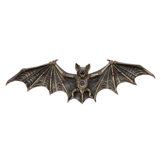 Unicorn Studio Steampunk Flying Bat Wall Plaque 13.75" L Cold Cast Bronze