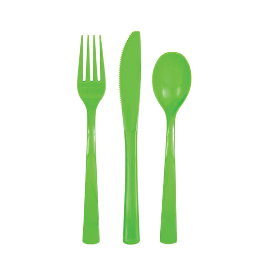 Unique Industries 39488 NEW Lime Green Plastic Silverware Set for 6 Guests (18 Pieces)