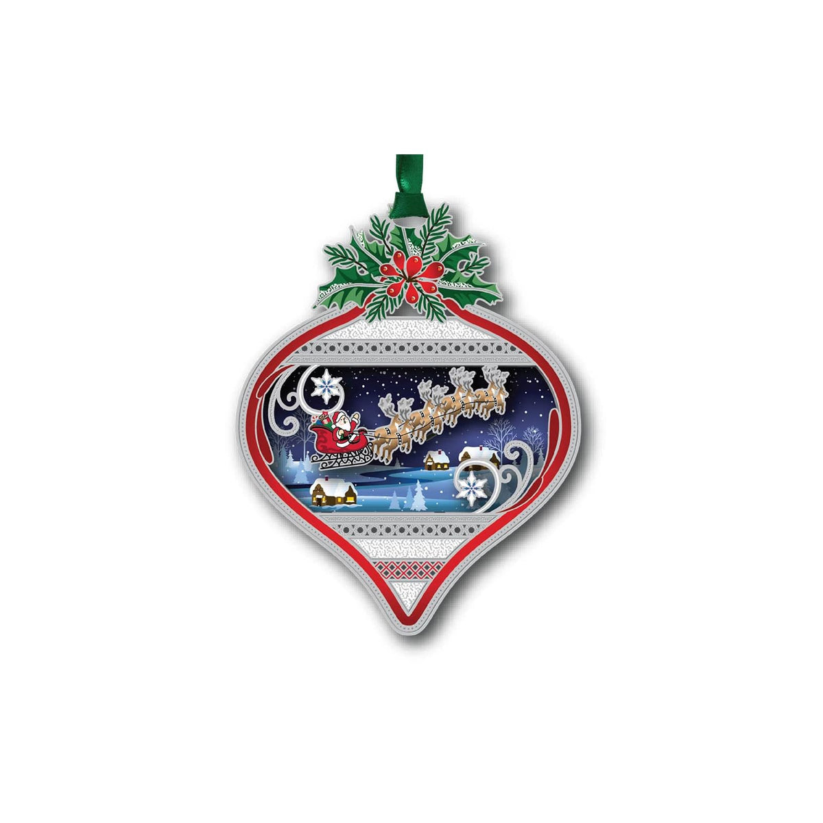 Beacon Design Hanging Ornament, 3.2" x 2.4", Christmas Scene Bulb