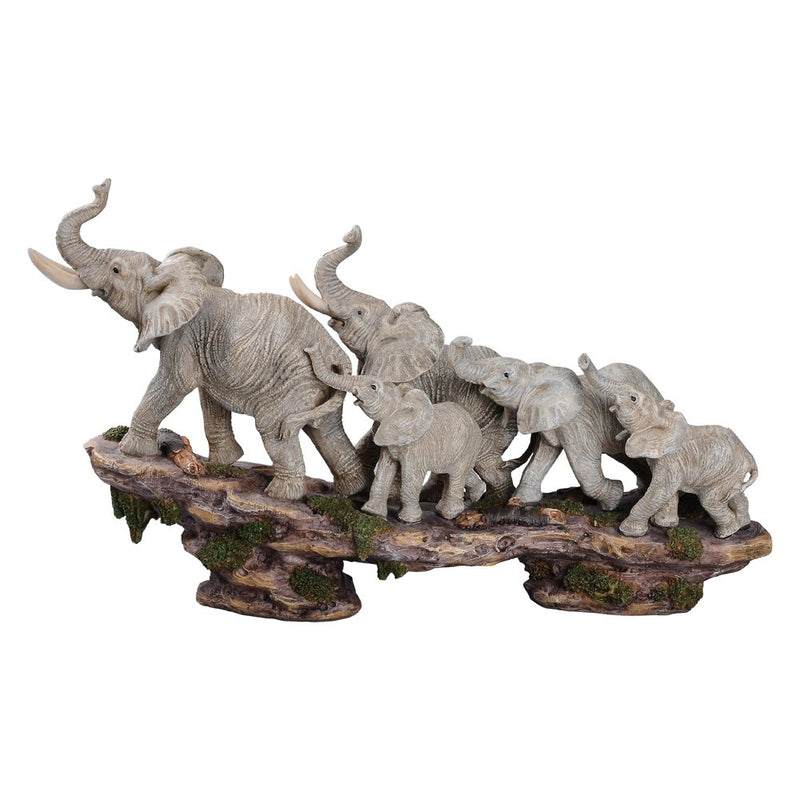 Comfy Hour Our Cute Elephant Friends Collection Wildlife Collection Elephant Family on Cliff Figurine, 10.03&