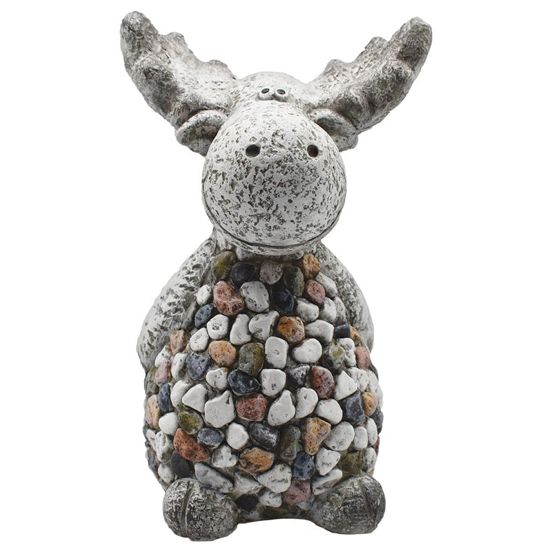 Lipco Large Pebble Stone Garden Moose, 11.5-inches Height, Poly Resin, Garden Decor Accessories