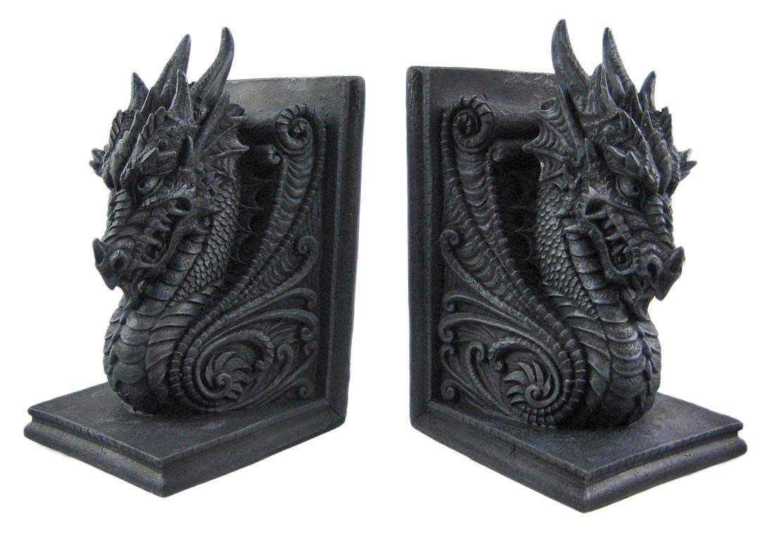Pacific Trading Gothic Dragon Bookends Midieval Book Ends Evil Medieval 8266