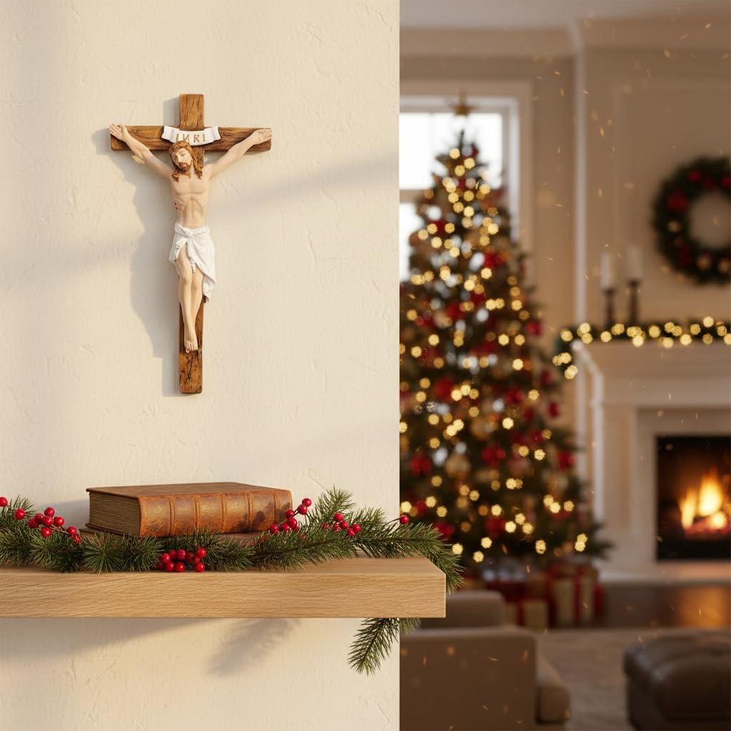 Comfy Hour 7 Inch Wall Crucifix, Jesus Cross with INRI, 1 Unit