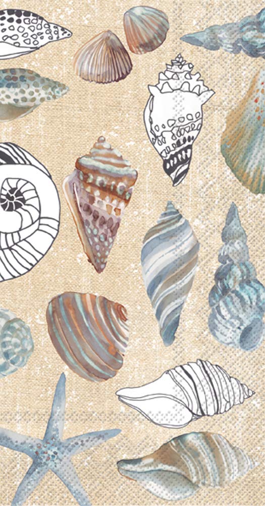 Boston International BF863460 IHR 3-Ply 16-Count Guest Towel Buffet Paper Napkins, 8.5 x 4.5-Inches, Clams In The Sand Cream