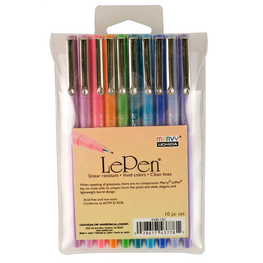 Uchida of America 4300-10C 10-Piece Le Pen Drawing Pen Set, 0.3 Point Size